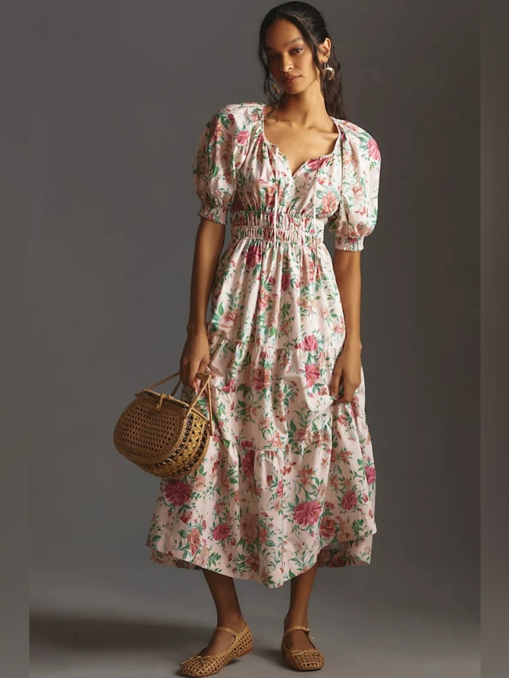 Anthropology The Somerset Puff-Sleeve Maxi Dress